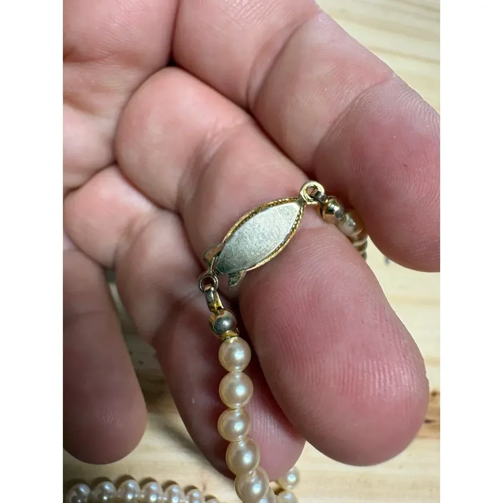 Marvella Faux Pearl Necklace Gold Tone Clasp 14